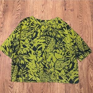 Bryn Walker Green Black 100% Linen Oversized Top Size Small